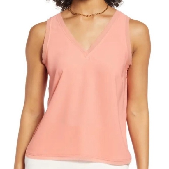 NWOT Halogen Coral V-Neck Sleeveless Blouse - Picture 1 of 11
